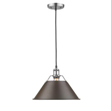  3306-L PW-RBZ - Orwell PW Large Pendant - 14" in Pewter with Rubbed Bronze shade